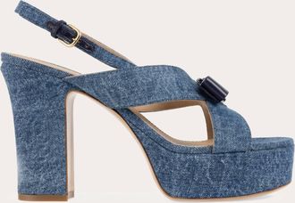 Ferragamo Women Vara bow platform sandal Blue Size 10.5