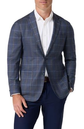 Mizzen+Main Lavelle Trim Fit Blue Plaid Wool Sport Coat in Navy Multi Windowpane at Nordstrom, Size 48