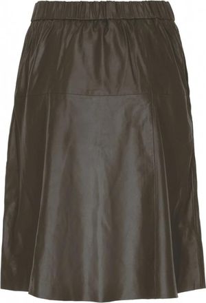 Notyz Lange A-lijn Rok Warm Grijs - Dames - Leren & Su&egrave;de rokken - Grijs - M - Leer - Rokken