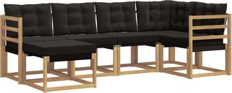 vidaXL Conjunto De Sof&aacute;s De Exterior 6 Uds. Blanco Y Negro Vidaxl