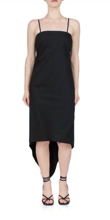 Helmut Lang Wool Scarf Hem Dress In Black
