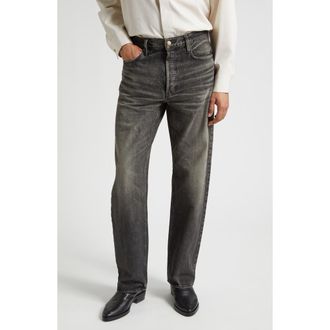 Fear of God Five-Pocket Straight Leg Jeans in Worn Black Worn Black at Nordstrom, Size 32