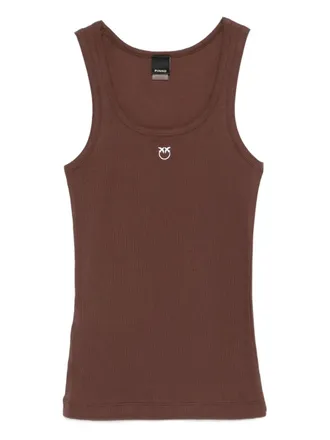 Pinko logo tank top - women - Cotton/Elastane - S - Brown