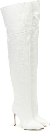 Generic Womens High Heels Over The Knee Boots Sexy Pointed Toe Stiletto Long Fall Boots Fashion Thigh High Pull-on Leather Dress Boots Shoes,White,13 UK