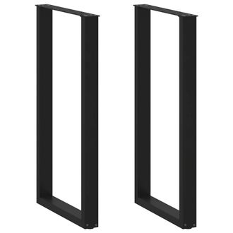 Berkfield Home Coffee Table Legs U-Shaped 2 pcs Black 60x(110-111) cm Steel