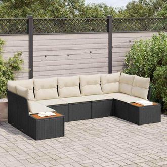 vidaXL Vidaxl - Set Divano da Giardino con cuscino 7 pcs Nero Poly Rattan