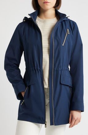 Michael Kors Zip Front Jacket with Removable Hood in Midnight at Nordstrom, Size Xx-Large