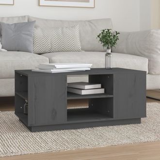 vidaXL Vidaxl - Mesa De Centro De Madera Maciza De Pino Gris 90x49x40,5 Cm