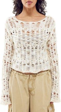 BDG Laddered Flute Long Sleeve Sweater in Ecru at Nordstrom Rack, Size X-Small
