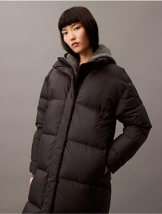 Calvin Klein Womens Long Down Puffer Jacket - Black - XS