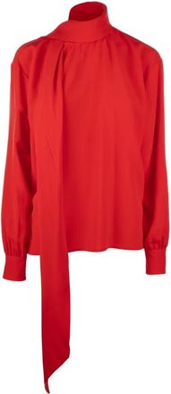 Prada Overhemden, Dames, Rood, L, Crepe Blouse