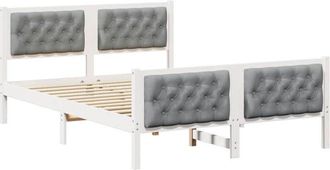 vidaXL Estructura De Cama Con Cabecera Gris Claro 140 X 190 Cm Vidaxl