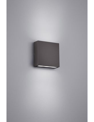 Trio Thames Led Doble Emision Aplique Cuadrado Ip54 Antracita 14x14 Cm Lighting