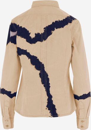 DON'T @ ME Womens Shirt Tie-Dye Cotton Beige