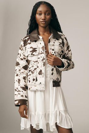 Avec Les Filles Calf Hair Trucker Jacket