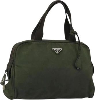 Prada Pre-owned Handbags, female, Green, Size: ONE SIZE Pre-owned Vintage Nylon Hand Bag