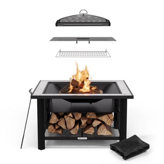 Blumfeldt Blumfeldt Merano Avanzato 3-en-1 Cuenco De Fuego Con Funci&oacute;n De Parrilla Se Puede Utilizar Como Una Mesa 87 X 87 Cm