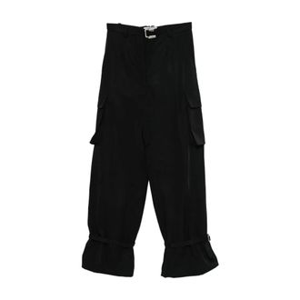 The Attico Dames, Broeken, Zwart, Maat: XS Leer