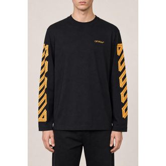 Off-white Mens Black Cotton Long Sleeve Shirt, Size XS