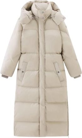 Woolrich Lange Parka in Melkachtig Room - Dames - Parka Jassen - Beige - M - Jassen