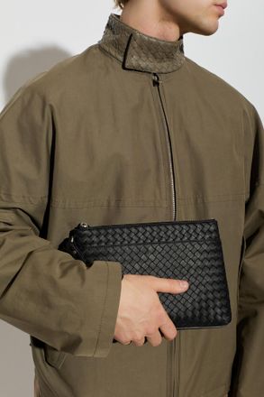 Bottega Veneta Leather Pouch With Wrist Strap, Mens, Black