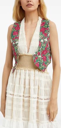 Hemant & Nandita Nova Cambric floral-embroidered waistcoat - Neutrals