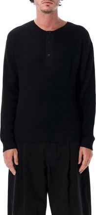 STUDIO NICHOLSON Long-Sleeve Button Placket Knit Top