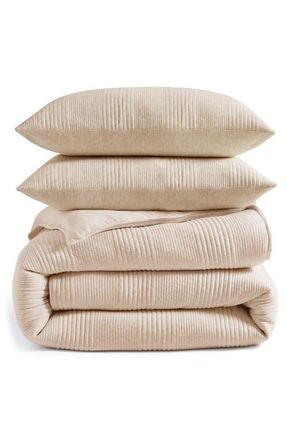 DKNY Pure Rib Comforter & Sham Set in Oatmeal at Nordstrom, Size Full