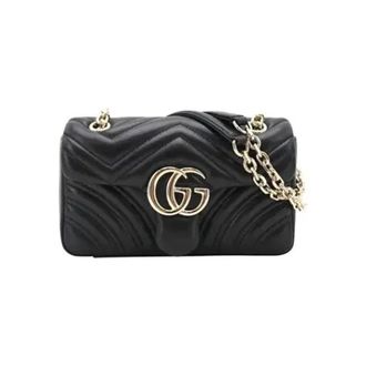 Gucci Marmont Schoudertas Middelgroot - Dames - Tassen - Zwart - Maat: ONE Size Leer