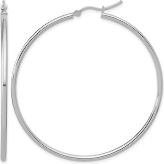 Diamond2Deal 14k Gold Polished 2x55mm Polished Hoop Earrings