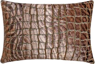 OEM Funda De Almohada Lumbar Decorativa Homecentric, 30,5 Cm X 35,5 Cm, Terciopelo Marr&oacute;n, Estampado Animal, Con Cuentas, Bordado A Mano, Color Degradado