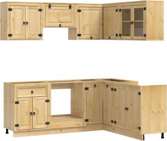 vidaXL Armario Ski 8 Uds. Marr&oacute;n Miel Madera De Pino Macizo Vidaxl