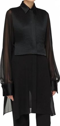 Lafayette 148 New York Convertible Tuxedo Tunic Vest Blouse In Black