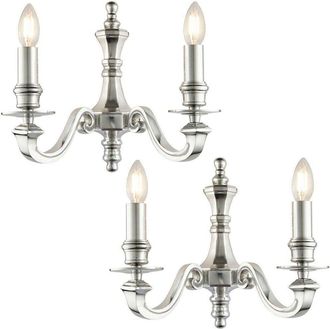 Loops 2 PACK Dimmable Twin Wall Light Polished Aluminium Candelabra Style Modern Lamp
