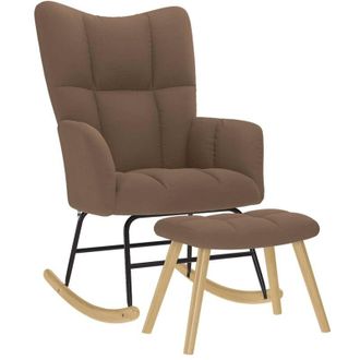 vidaXL Sill&oacute;n Mecedora Con Taburete Tela Marr&oacute;n Vidaxl