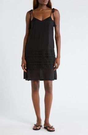 Elan Crochet Trim Cover-Up Dress in Black at Nordstrom, Size X-Small