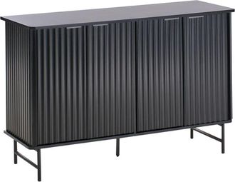 Beliani Modern Sideboard Living Room Bedroom Cabinet 4 Door mdf Metal Legs Black Glastonbury