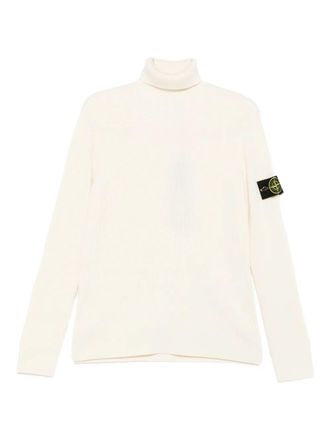 Stone Island Pullover A Collo Alto In Lana A Costine-Uomo