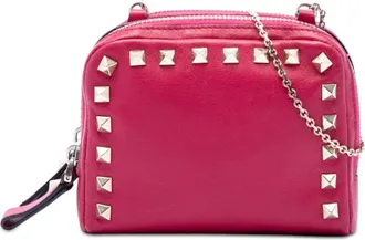 Valentino Pre-owned Valentino Leather Rockstud Double Zip Chain Crossbody Ladies LUAGTERJA5W1UGZM