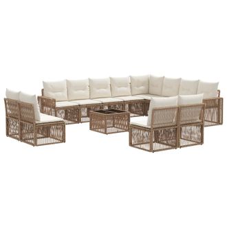 vidaXL Conjunto De Sof&aacute;s De Jard&iacute;n 13 Pcs Beige Y Blanco Crema Vidaxl