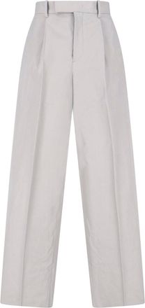 Jil Sander Grey High-Waisted Tailored Wide-Leg Trousers