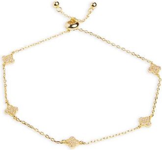 Argento Vivo Clover Cubic Zirconia Slider Bracelet in Gold at Nordstrom
