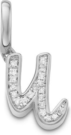 Monica Vinader Sterling Silver Alphabet U Diamond Pendant Charm Diamond