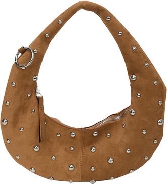Generic Faux Suede Womens Shoulder Bag with Rivets Y2K Punk Shoulder Bag Dumpling Bag for Everyday Life and Travel