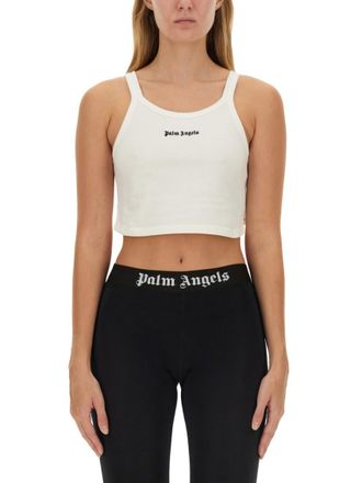 Palm Angels White Logo Scoop Neck Top