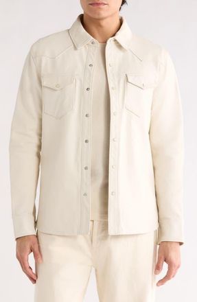 John Varvatos Sage Sheepskin Leather Shirt Jacket in Ivory at Nordstrom, Size 50