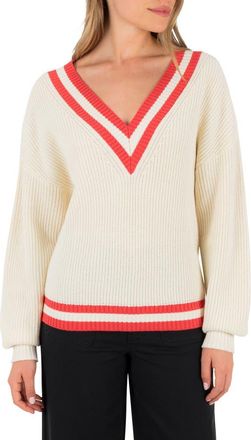 Hurley Moon & Back V-Neck Sweater in Tofu at Nordstrom, Size X-Small