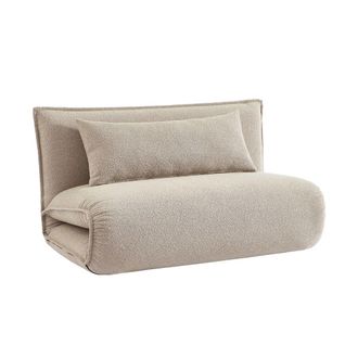 Sweeek Sill&oacute;n cama convertible de tejido borreguito, 2 plazas, beige