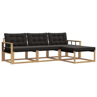 vidaXL Conjunto De Sof&aacute;s De Exterior Con Coj&iacute;n 4 Pcs Blanco Y Negro Vidaxl