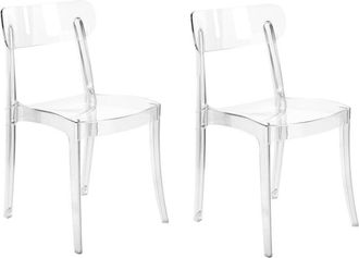Beliani Beliani - Conjunto De 2 Sillas Transparentes Sin Reposabrazos Apilables Covington